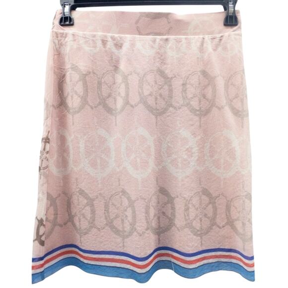 Petit Pois Pink Nautical Print Skirt Women's size Small or Large Pink Blue - Picture 1 of 4